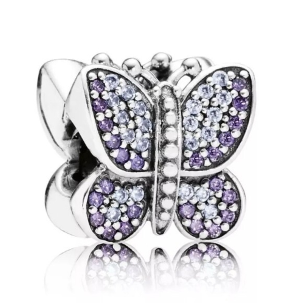 Pandora Retired Sparkling Butterfly Pave Charm Cubic Zirconia Sterling Silver
